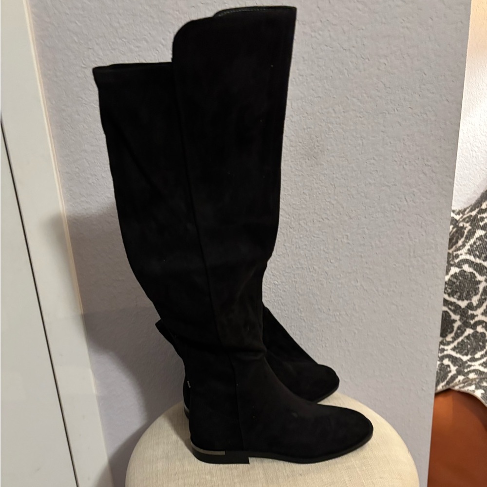 Black Suede Over-the-Knee Boots